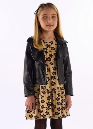 Quimby - Vestido Manga Longa Cotton Floral Bege - QUIMBY