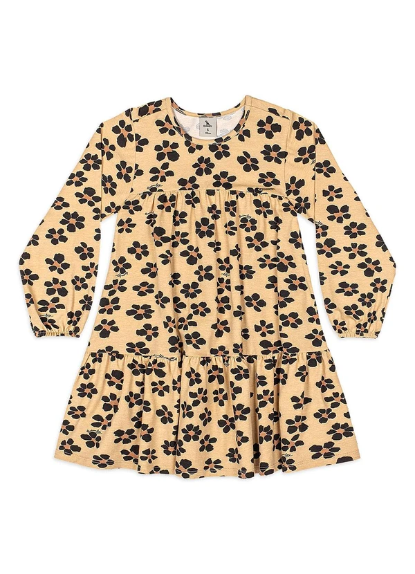 Quimby - Vestido Manga Longa Cotton Floral Bege 3