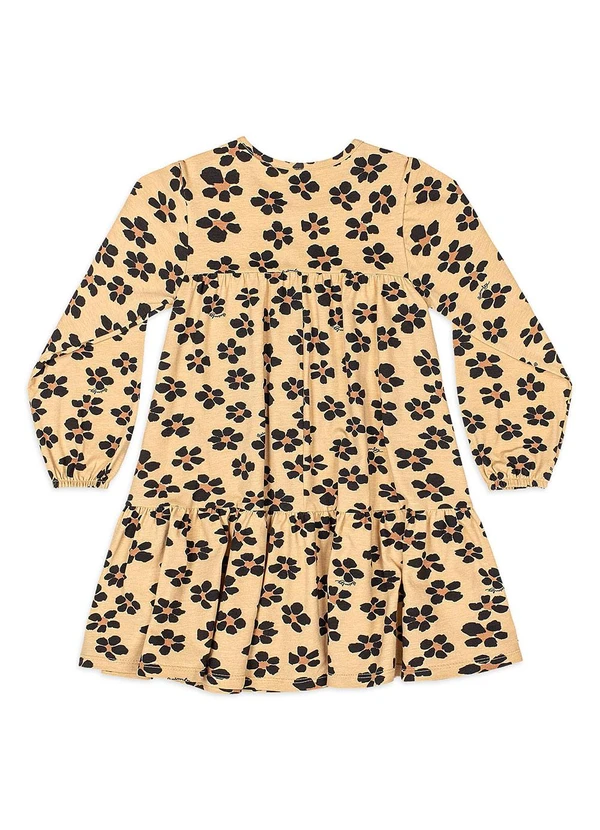Quimby - Vestido Manga Longa Cotton Floral Bege 4