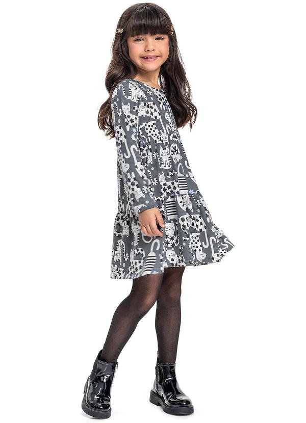 Bee Loop - Vestido Manga Longa de Gatinho Cinza 2