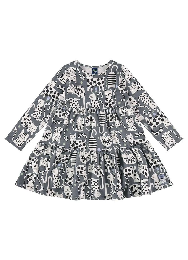 Bee Loop - Vestido Manga Longa de Gatinho Cinza 3