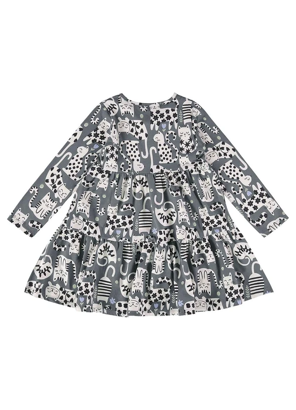 Bee Loop - Vestido Manga Longa de Gatinho Cinza 4