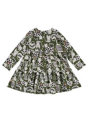 Bee Loop - Vestido Manga Longa de Gatinho Verde - BEE LOOP