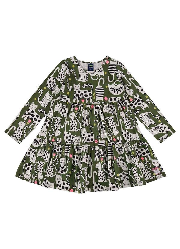 Bee Loop - Vestido Manga Longa de Gatinho Verde