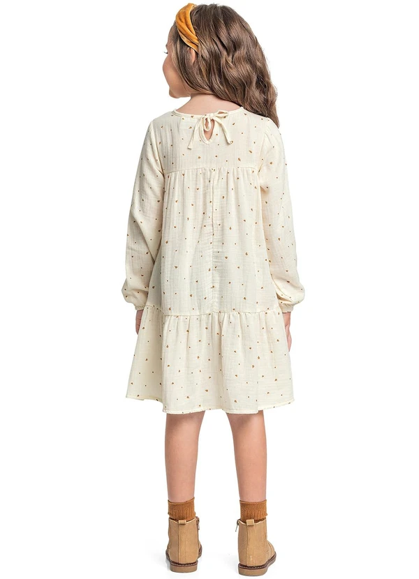 Quimby - Vestido Manga Longa em Algodão Bege 2