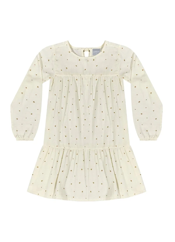 Quimby - Vestido Manga Longa em Algodão Bege 4