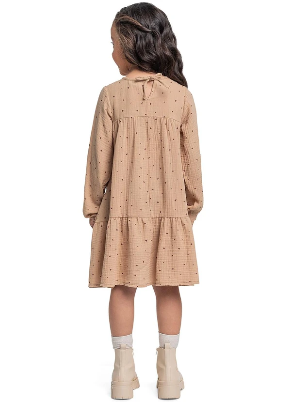 Quimby - Vestido Manga Longa em Algodão Marrom 2