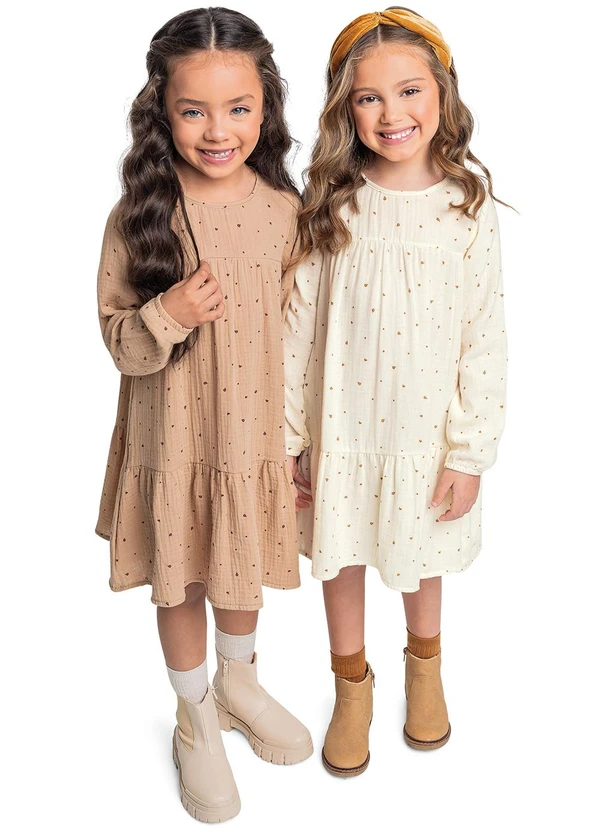 Quimby - Vestido Manga Longa em Algodão Marrom 3