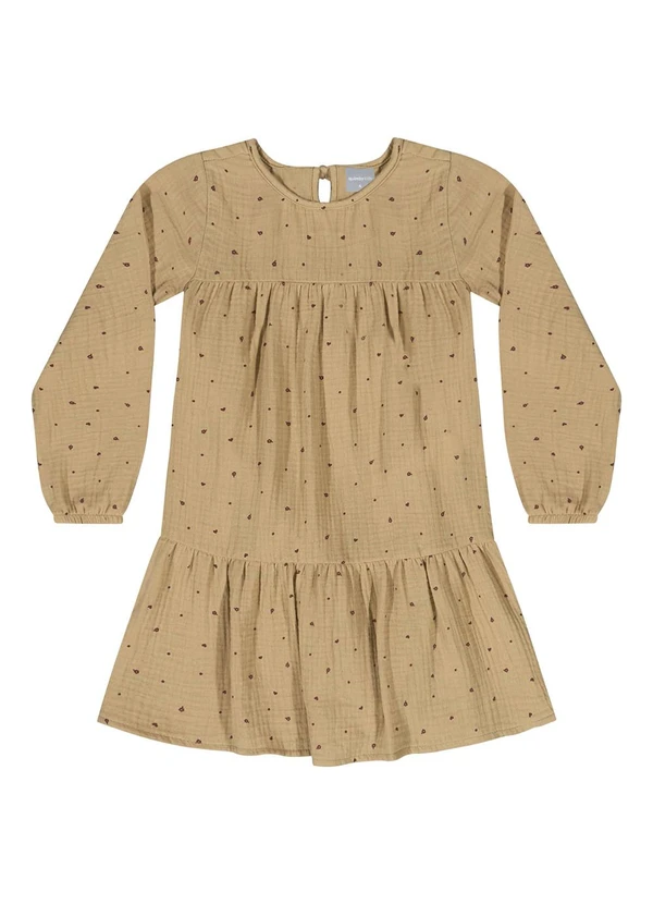 Quimby - Vestido Manga Longa em Algodão Marrom 4