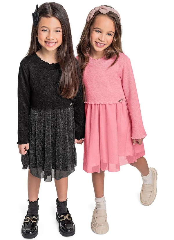 Quimby - Vestido Manga Longa em Tricot Rosa 2