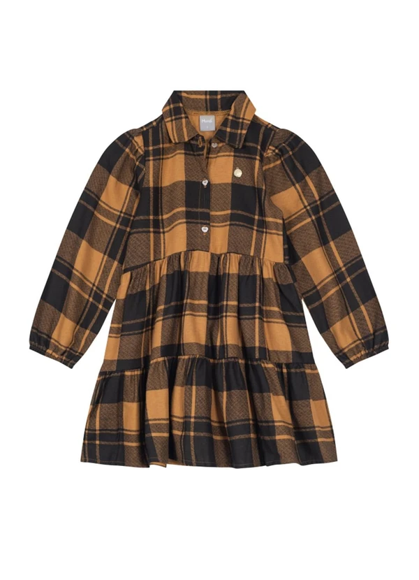 Brandili Mundi - Vestido Manga Longa Estampado Infantil Marrom 2