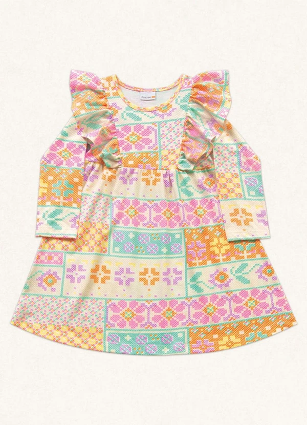 Fakini Kids - Vestido Manga Longa Estampado 4