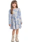 Quimby - Vestido Manga Longa Floral em Cotton Azul - variação: Azul