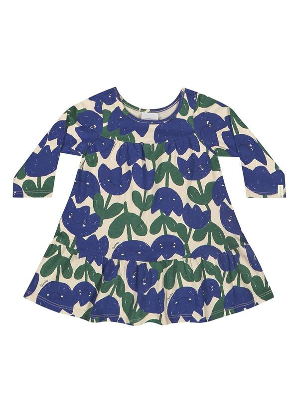 Quimby - Vestido Manga Longa Floral para Bebê Azul 2