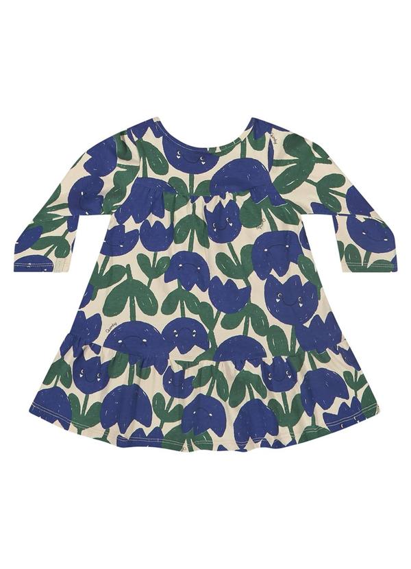 Quimby - Vestido Manga Longa Floral para Bebê Azul 3