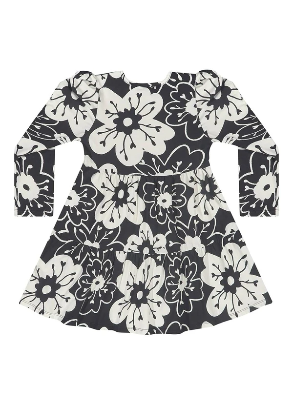 Quimby - Vestido Manga Longa Floral Preto 3