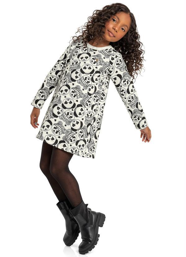 Bee Loop - Vestido Manga Longa Infantil Bege
