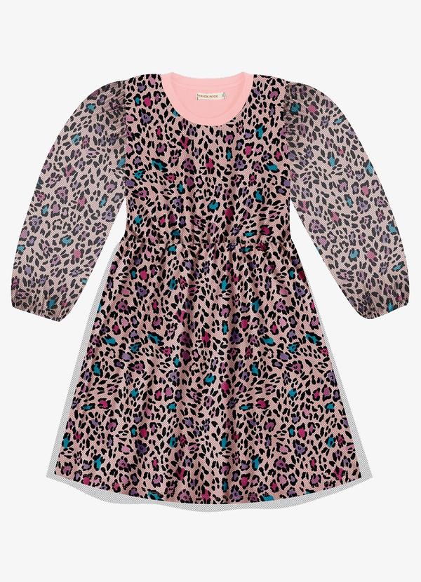 Trick Nick - Vestido Manga Longa Infantil Oncinha Rosa