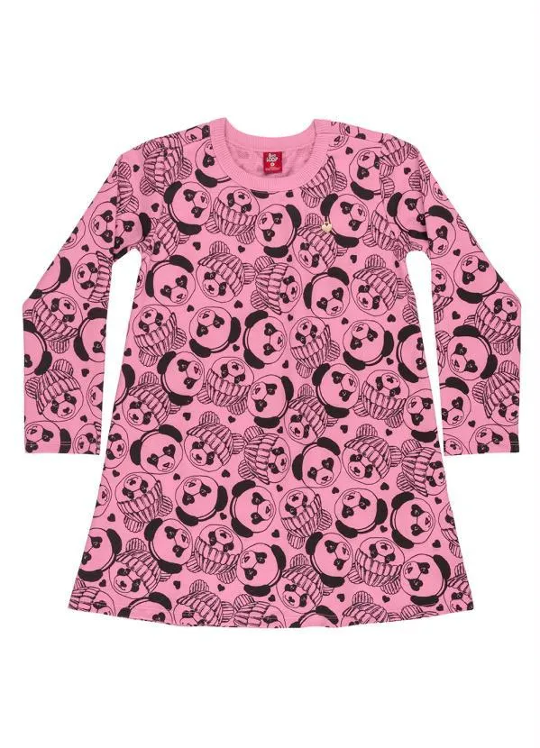 Bee Loop - Vestido Manga Longa Infantil Rosa