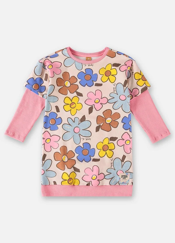 Up Baby - Vestido Manga Longa Infantil Rosa 2
