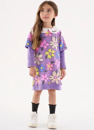 Up Baby - Vestido Manga Longa Infantil Roxo - UP BABY