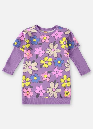 Up Baby - Vestido Manga Longa Infantil Roxo - UP BABY