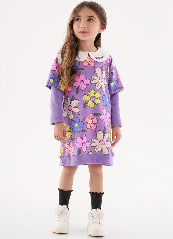 Up Baby - Vestido Manga Longa Infantil Roxo