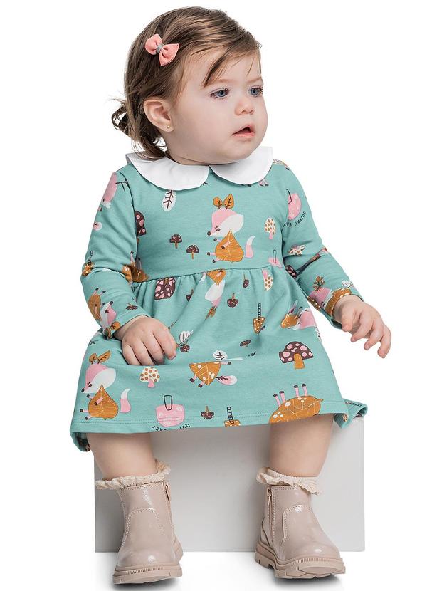 Quimby - Vestido Manga Longa para Bebê Azul