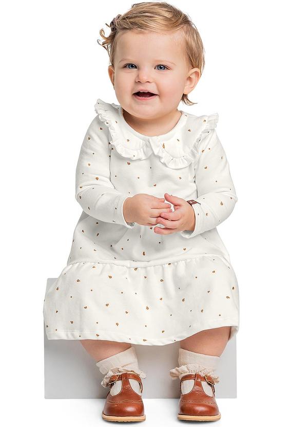 Quimby - Vestido Manga Longa para Bebê Bege
