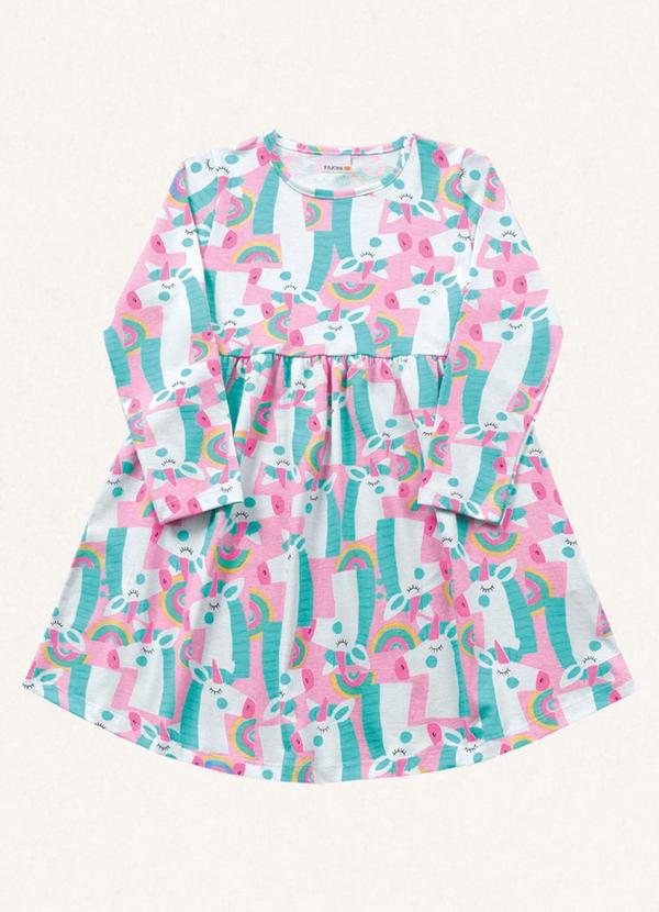 Fakini Kids - Vestido Manga Longa Rosa