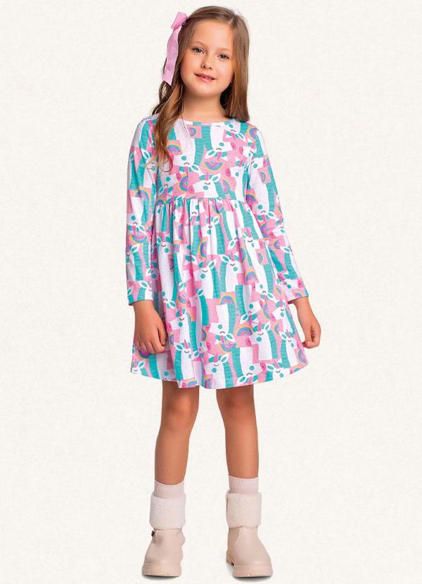 Fakini Kids - Vestido Manga Longa Rosa