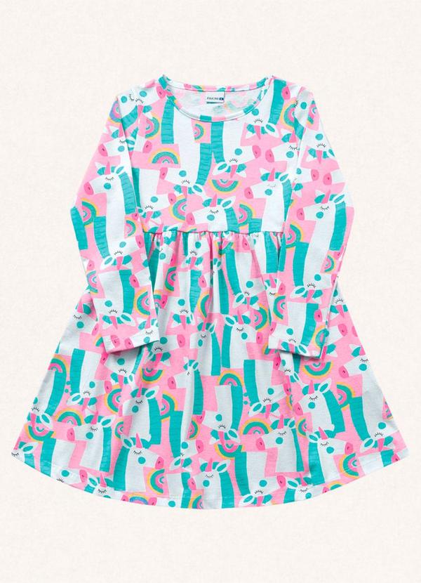 Fakini Kids - Vestido Manga Longa Rosa 4