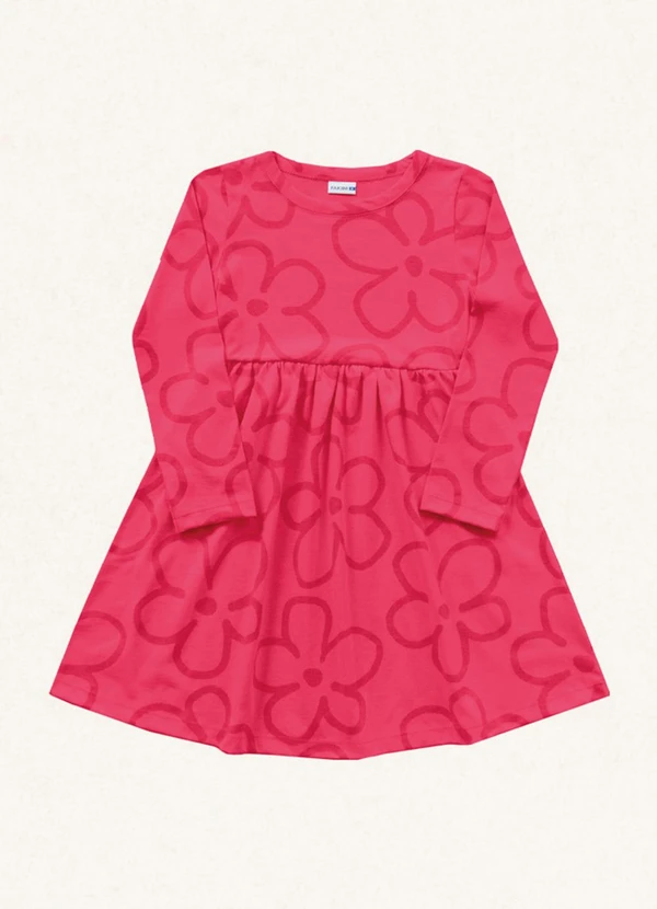 Fakini Kids - Vestido Manga Longa Rosa