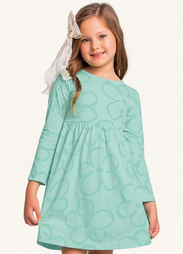 Fakini Kids - Vestido Manga Longa Verde 3