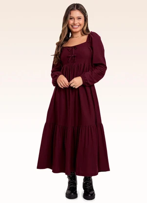 Fakini Kids - Vestido Manga Longa Vermelho - FAKINI KIDS