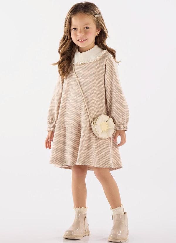 Up Baby - Vestido Manga Longa Xadrez Marrom