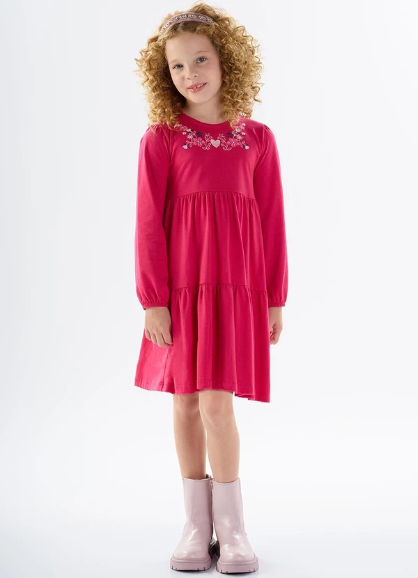 Vestido Meia Malha Rosa Pulla Bulla