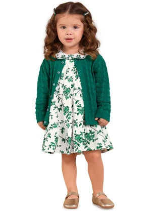 Milon - Vestido Menina com Estampa de Flores Bege - MILON
