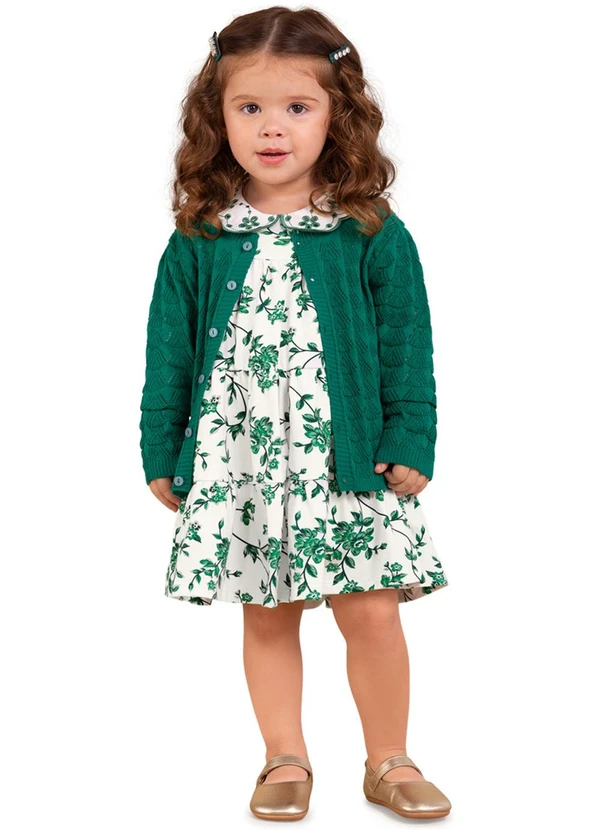 Milon - Vestido Menina com Estampa de Flores Bege 2