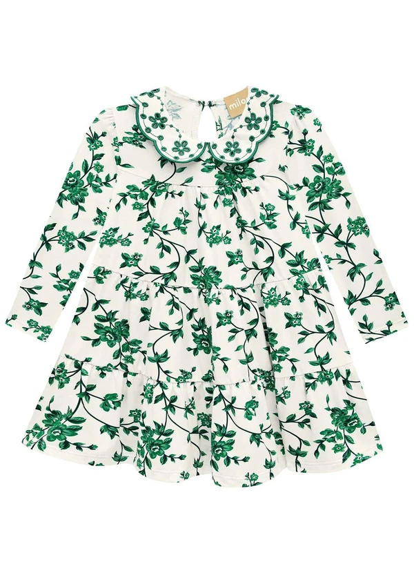 Milon - Vestido Menina com Estampa de Flores Bege 3
