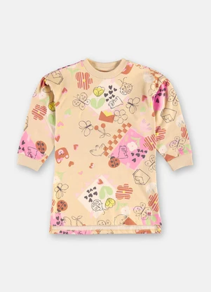 Up Baby - Vestido Menina Cotton Estampa Marrom - UP BABY