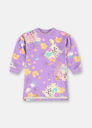 Up Baby - Vestido Menina Cotton Estampa Roxo - UP BABY