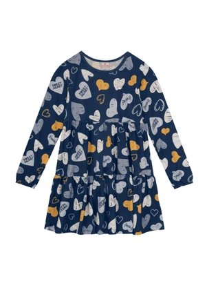 Brandili - Vestido Menina de Corações Azul - BRANDILI