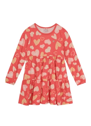 Brandili - Vestido Menina de Corações Laranja - BRANDILI
