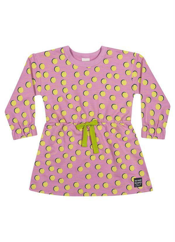Elian - Vestido Menina Estampado Bolinhas Rosa Claro