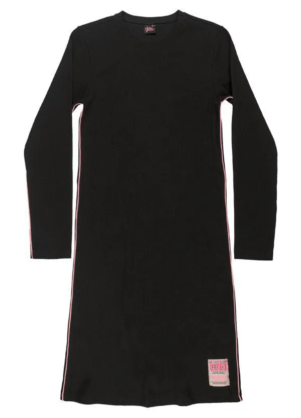 Gloss - Vestido Midi Juvenil em Ribana Preto 3