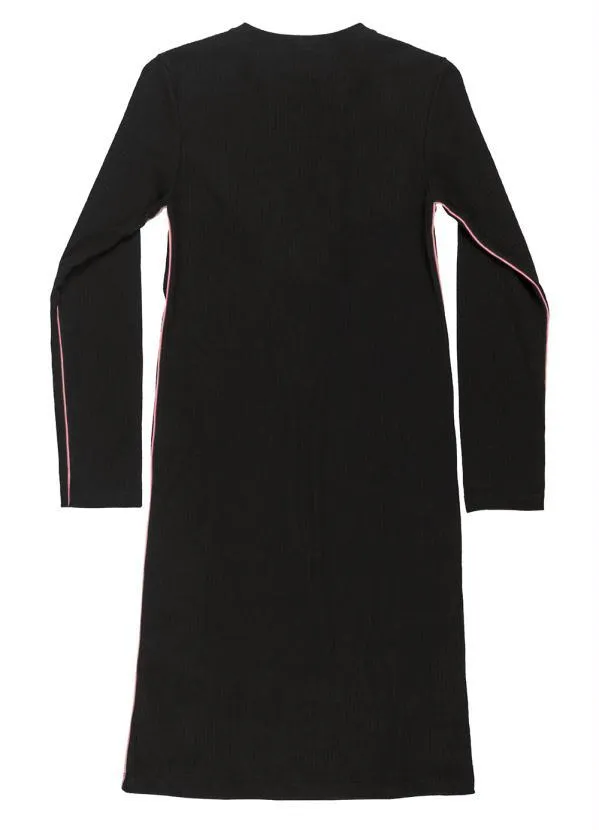 Gloss - Vestido Midi Juvenil em Ribana Preto 4