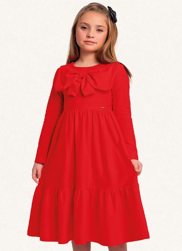 Fakini Kids - Vestido Midi Manga Longa Laranja 3
