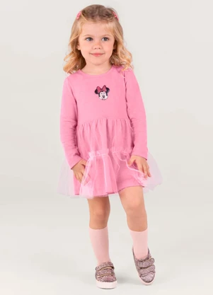 Brandili - Vestido Minnie Infantil Menina Rosa - BRANDILI