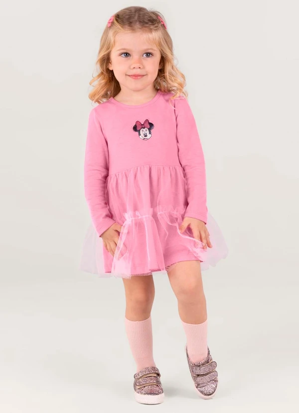 Brandili - Vestido Minnie Infantil Menina Rosa